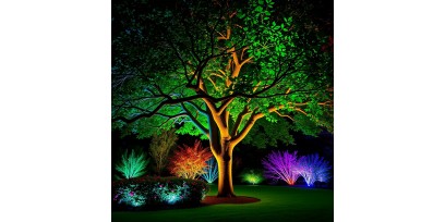 راهنمای جامع انتخاب چراغ زیر درختی: توان وات و رنگ مناسب برای هر نوع درخت